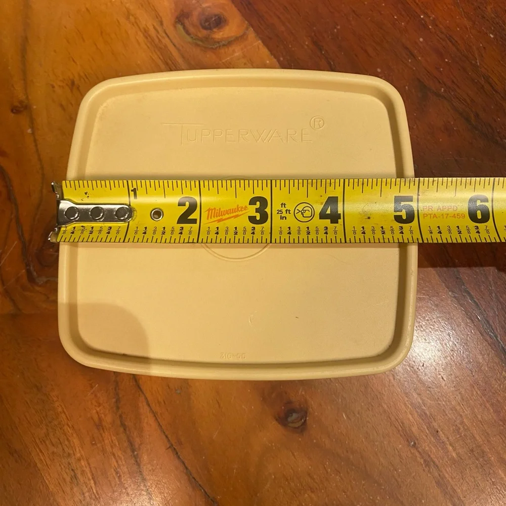 Tupperware square‎ sheer container with almond lid